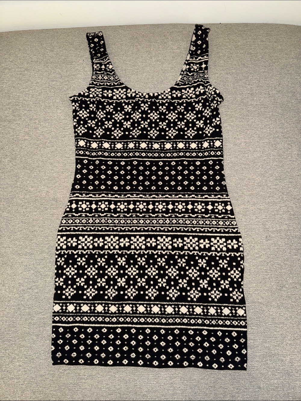Forever 21 Black & Taupe Patterned Tank Mini Dress